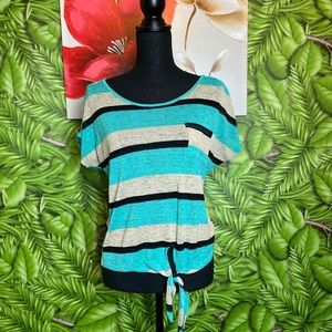 ⚡️Retro Libian striped Blouse Turquoise⚡️